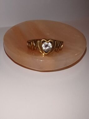 Gold Heart Ring with Clear Center Stone